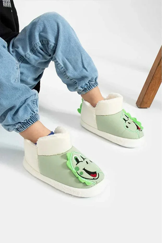 Children's Non-Slip Sole Slippers, Cotton Lined, Dog Patterned, Multi-Purpose School, Kindergarten, House Slippers