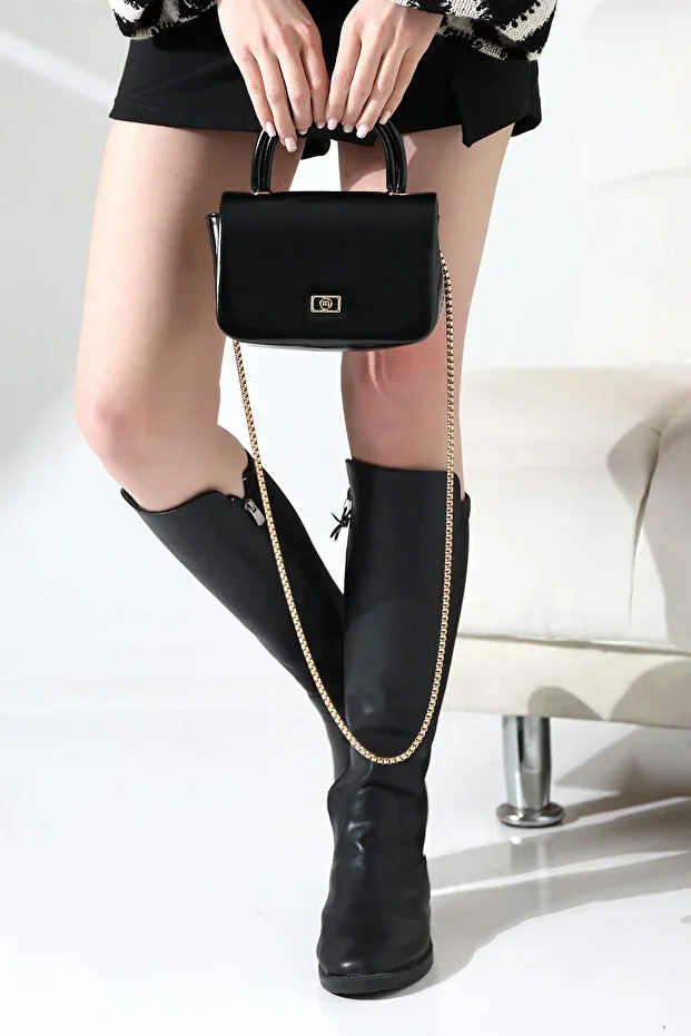 Black Small Box Model Gold Chain Strap -handled-women's Handbag and Shoulder Bag -evening and Day Use