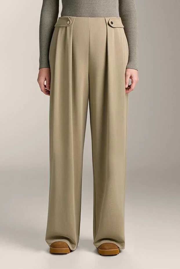 Oysho Soft-touch, modal-blend, pleated, wide-leg trousers