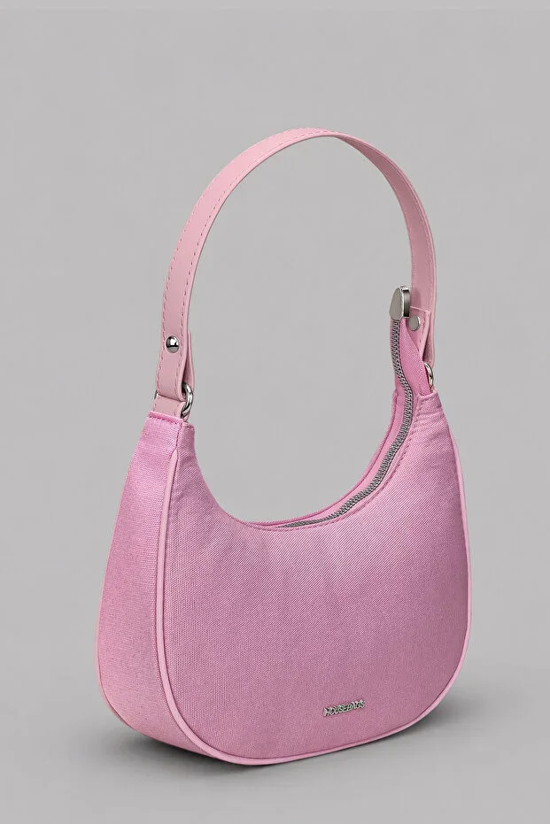 Women's Canvas Pink Half Moon Shoulder Bag 242