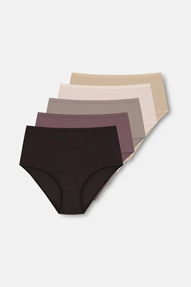 5-Piece Cotton Super High Waist Brief Panty