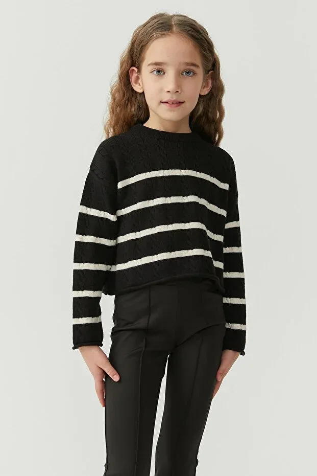 Girls Crew Neck Short Knit Sweater