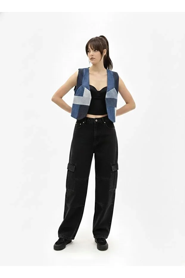 Patchwork Detail Denim Vest