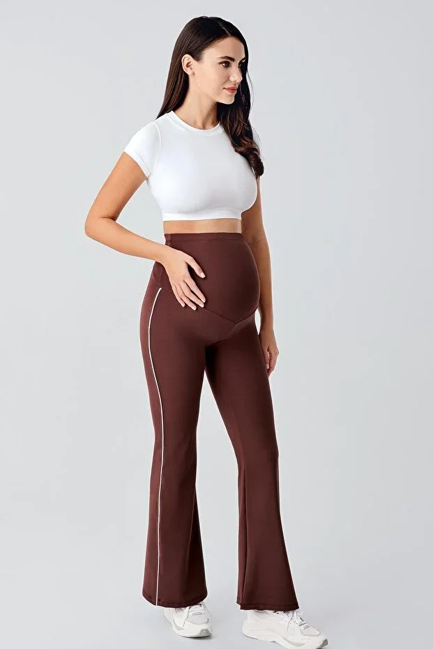 High Waist Flexible Tummy Control Pregnant Leggings with Spanish Flare