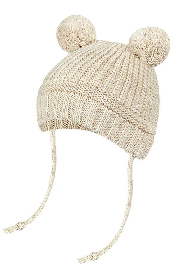 Pom-pom Knit Baby Hat, Knit Baby Beanie (0-18 Months)