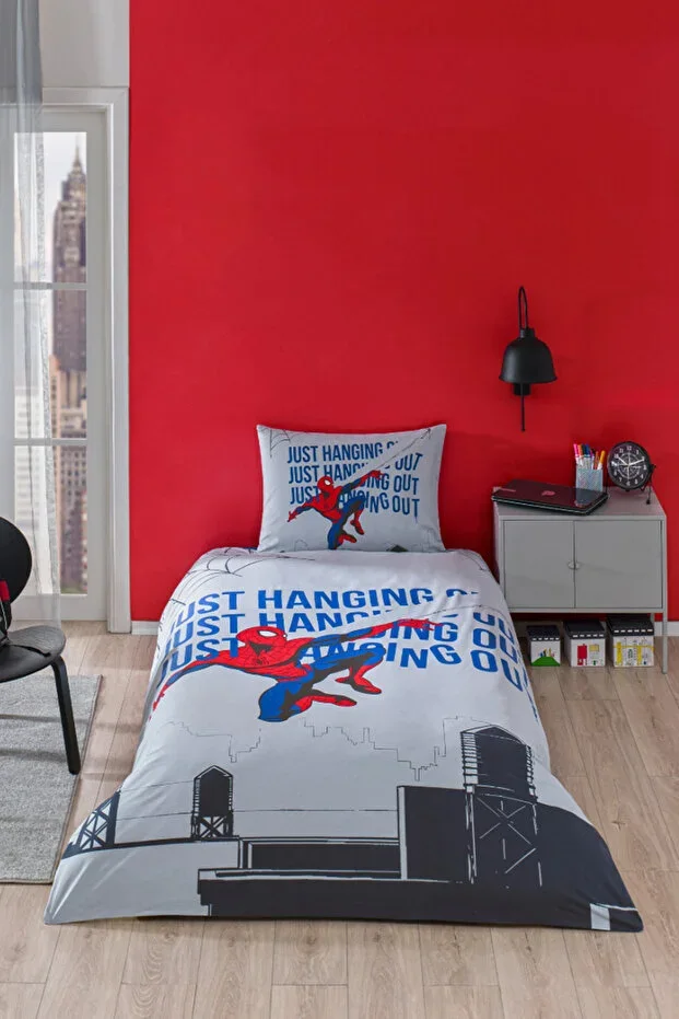Spiderman Blue Web Single Licensed Fitted Children's Duvet Cover Set