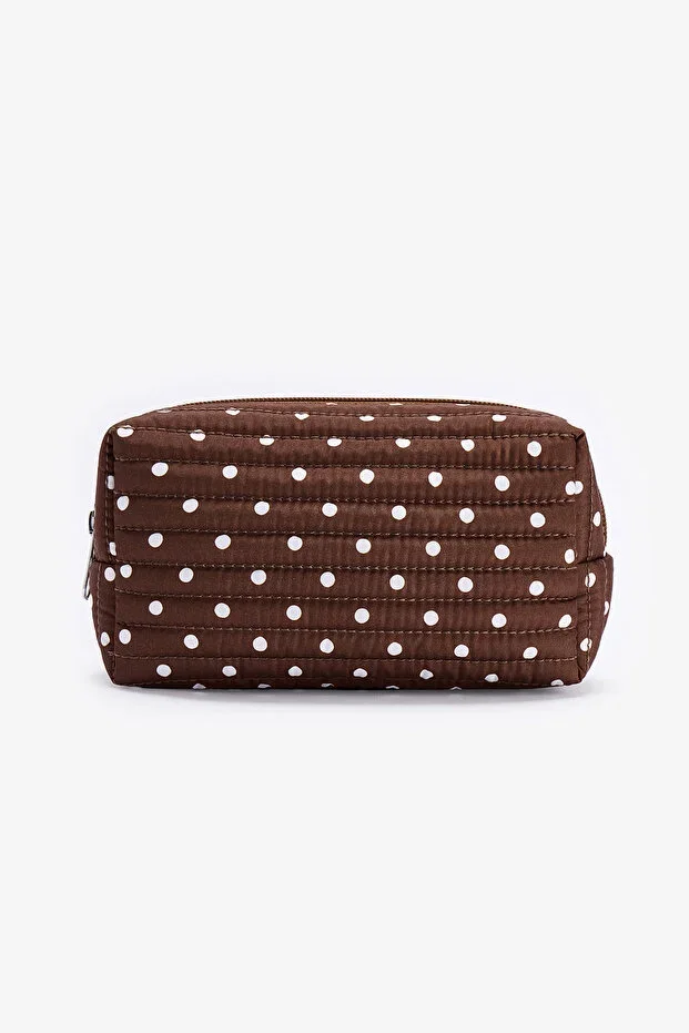 Dark Brown Polka Makeup Bag