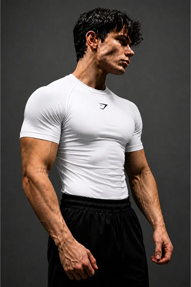 Shark+ Premium Compression T-Shirt - Ultra Flexible, Slim Fit Gym T-Shirt