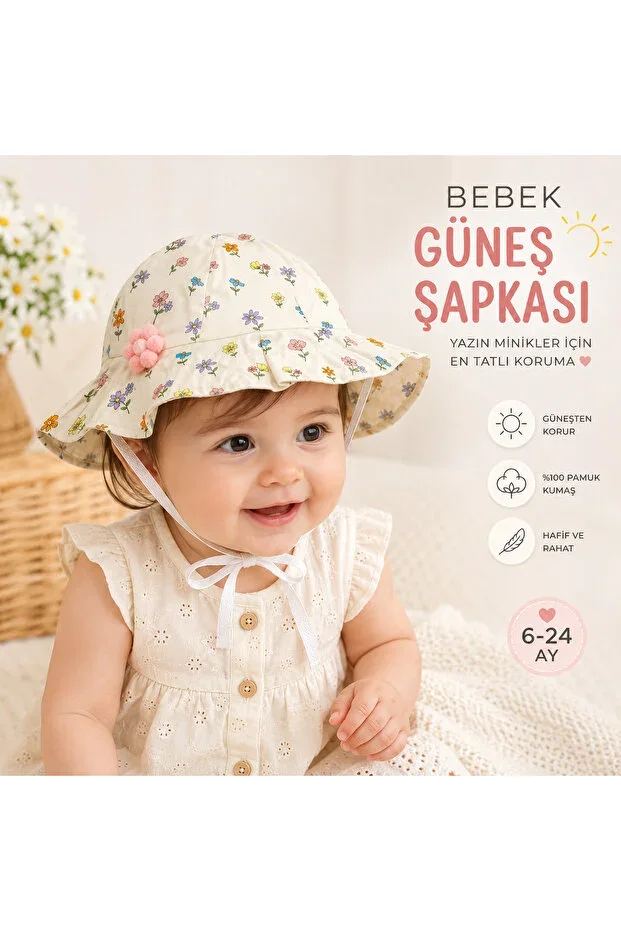 Baby Sun Hat with Daisy Accessory