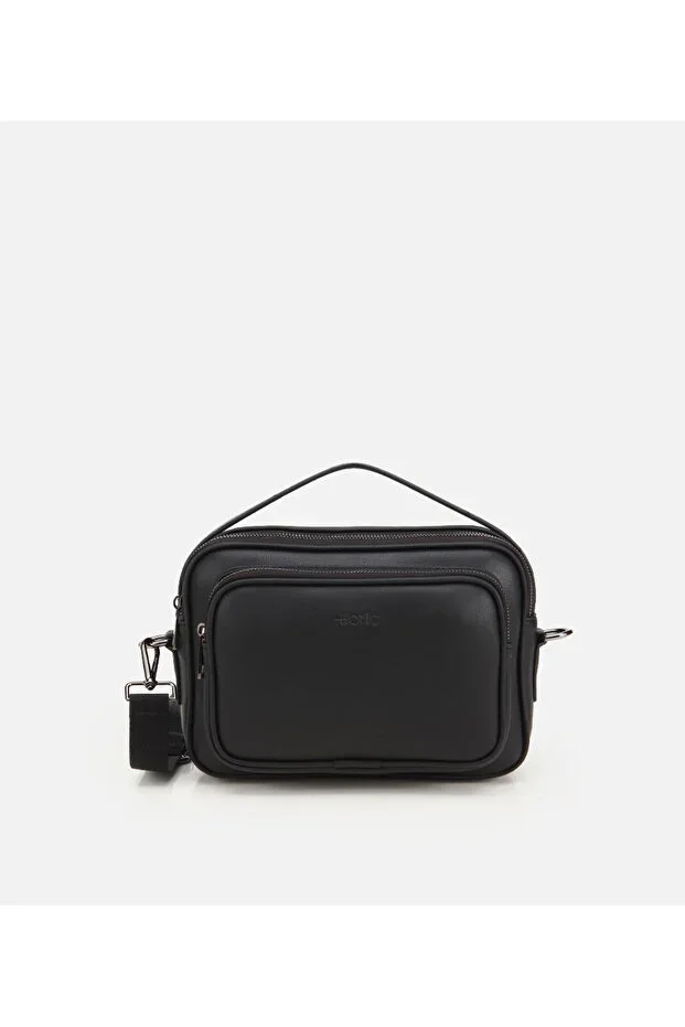 Men's Black Cross-Strap Messenger Bag