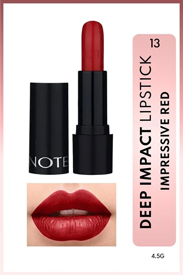 Deep Impact Lipstick Creamy Texture Semi-Gloss Lipstick 13 Impressive Red - Red