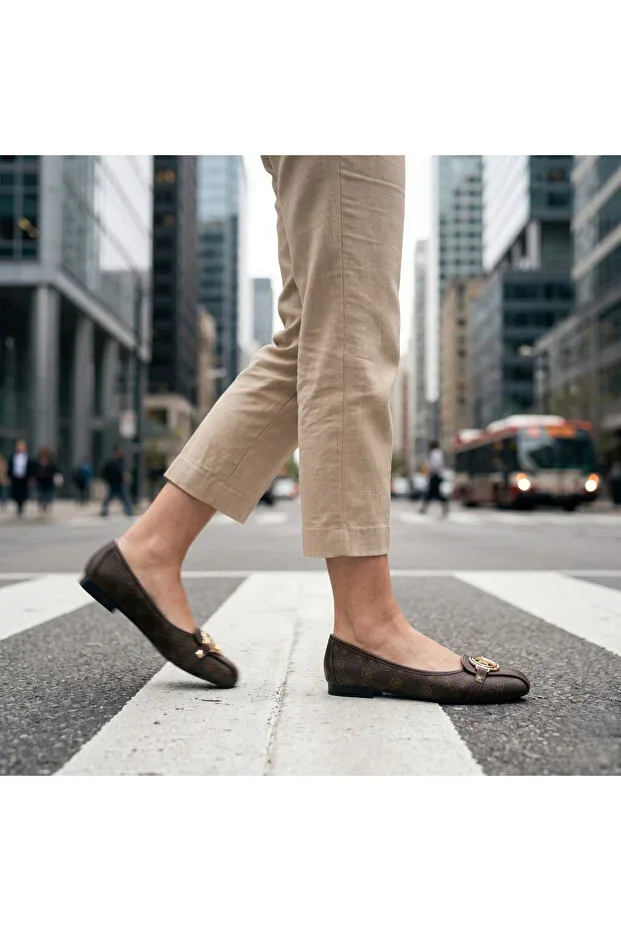 Women's Leather Ballet Flats with Buckle | Comfortable Sole, Comfy and Stylish Daily Shoes