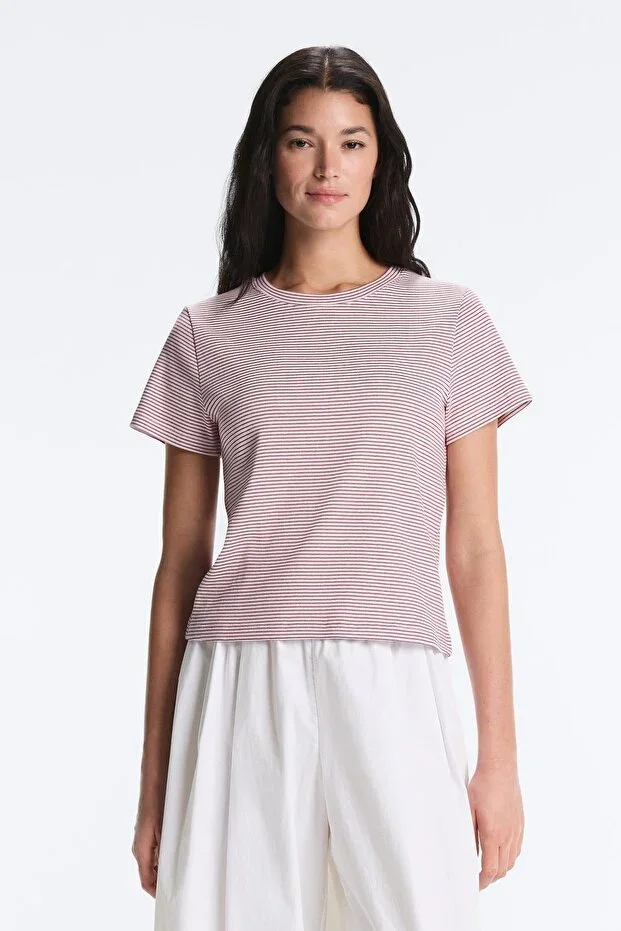 Oysho Striped Cotton Blend Short Sleeve T-shirt