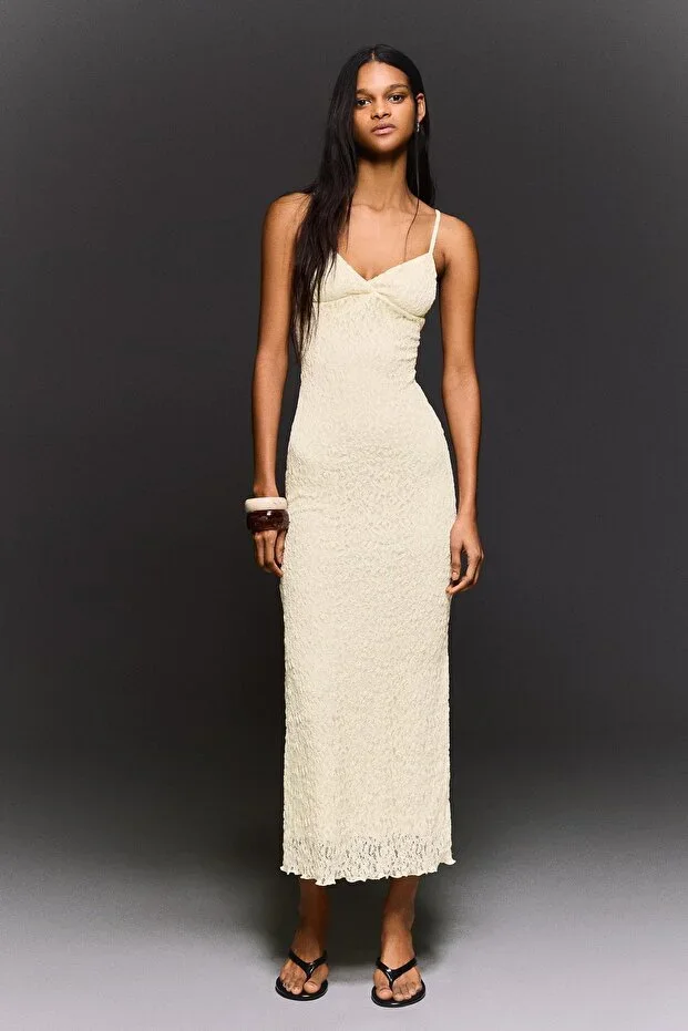 Bershka Lace Strap Midi Dress