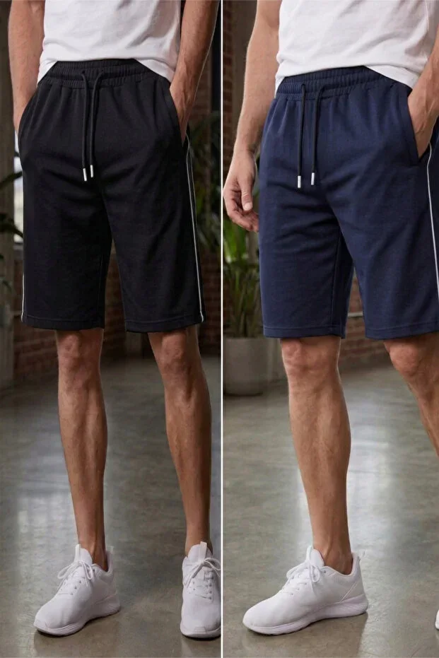 Men's 2-Piece Advantage Pack Side Trimmed Shorts with Zippered Back Pocket Bermuda