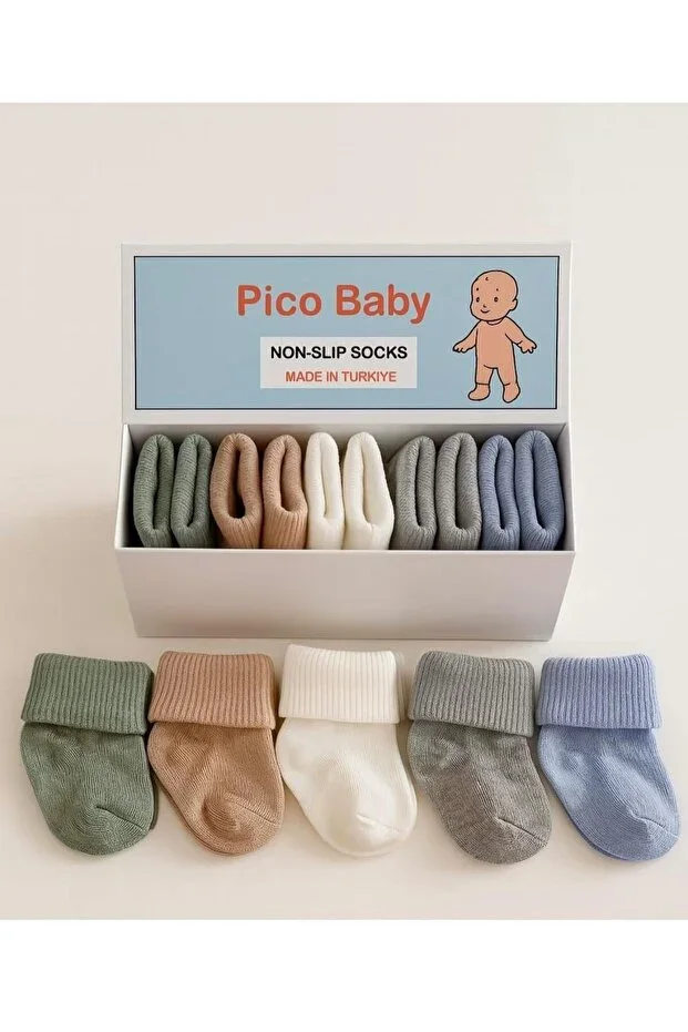 Organic Cotton Unisex 5-Piece Boxed Premium Newborn Baby Socks