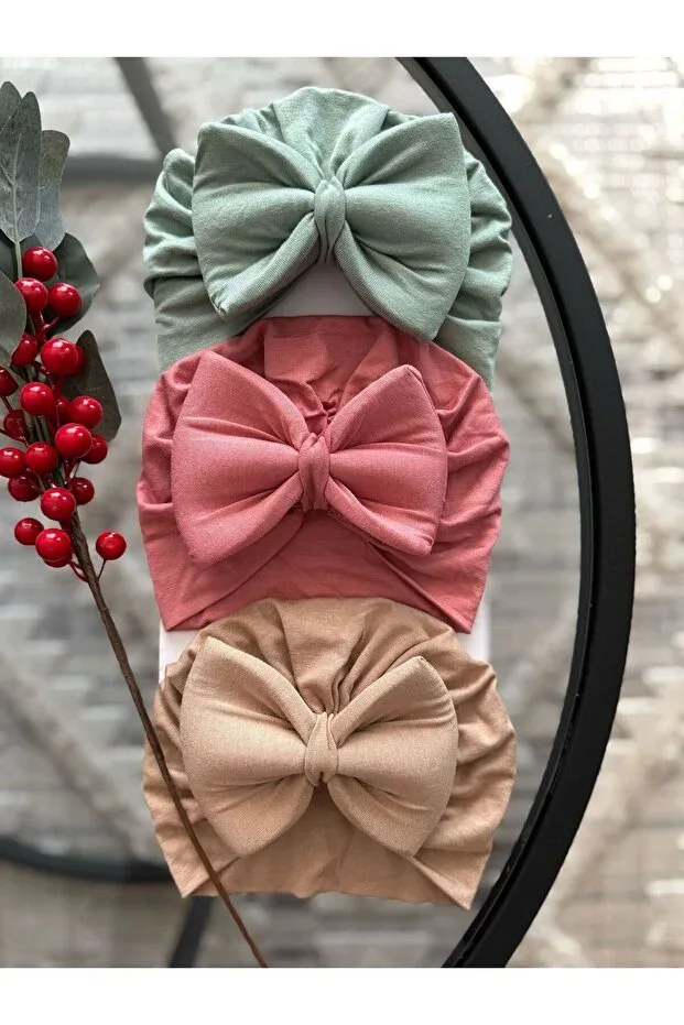 Baby Double Layer Bow Baby Cap & Bandana