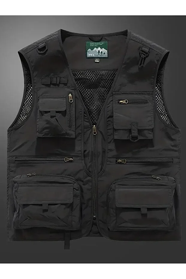 Tak Sav Fisherman Vest Breathable Nylon Cargo Vest Jacket Multi-Pocket Detailed Sport Vest