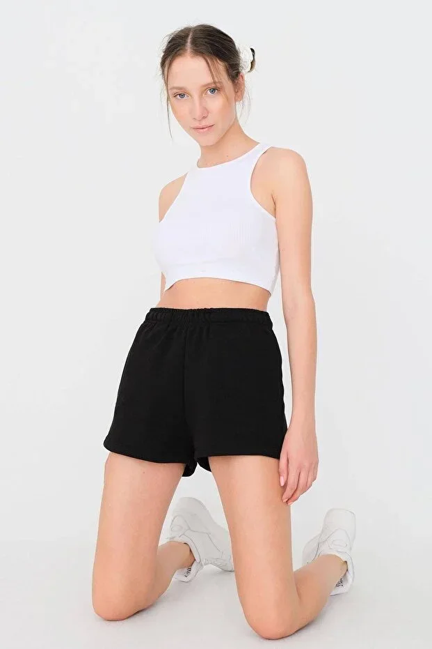 Addax Pocketed Elastic Waist Shorts S1010-n12