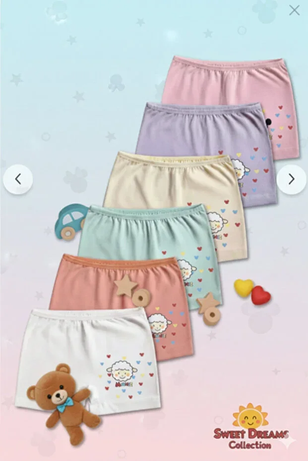 Girl's boxer printed 100% cotton 6 pcs economic pack quality and affordable