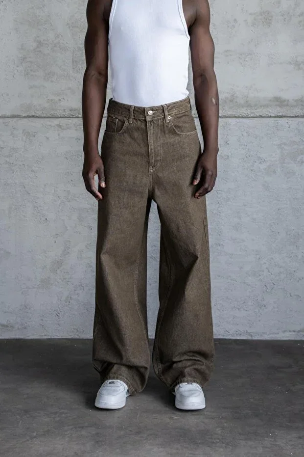 Men's Oversize Baggy Jean Pants Khaki