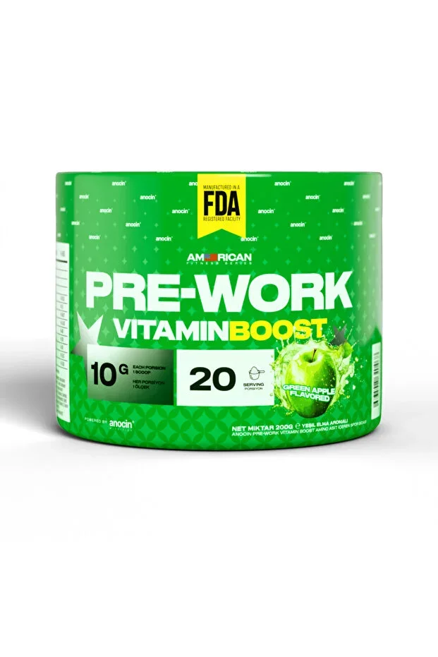 Pre-workout Vitamin Boost Complex-vitamin B1, B3, B5, B6, B12, D-Apple Flavored - American Fitness Series