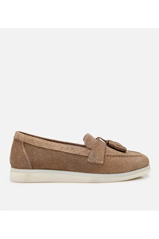 Women's Suede Leather Mink Tassel Casual Loafer