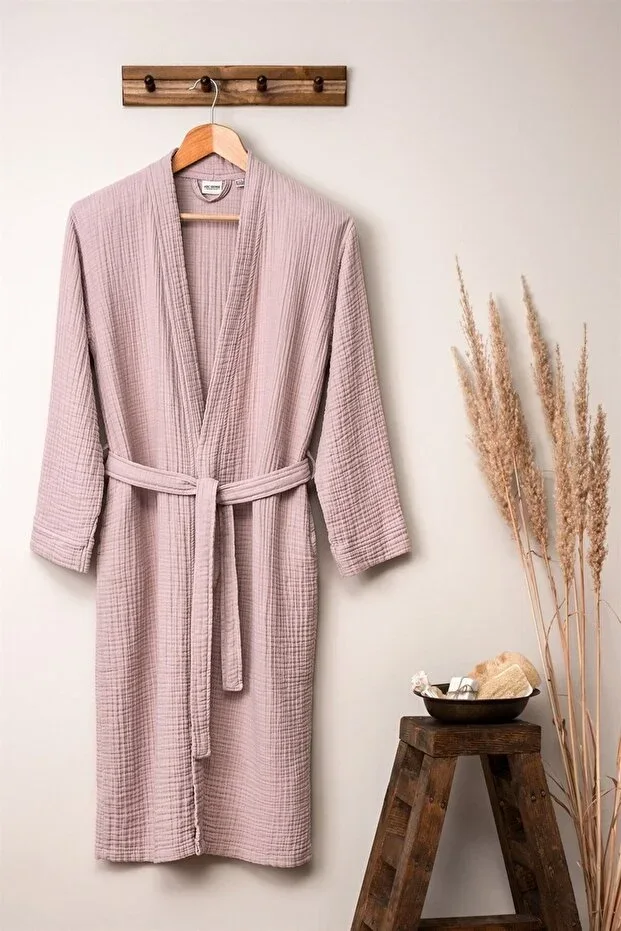 Pudra Unisex Kimono Muslin Bathrobe - 100% Cotton & Soft Bathrobe