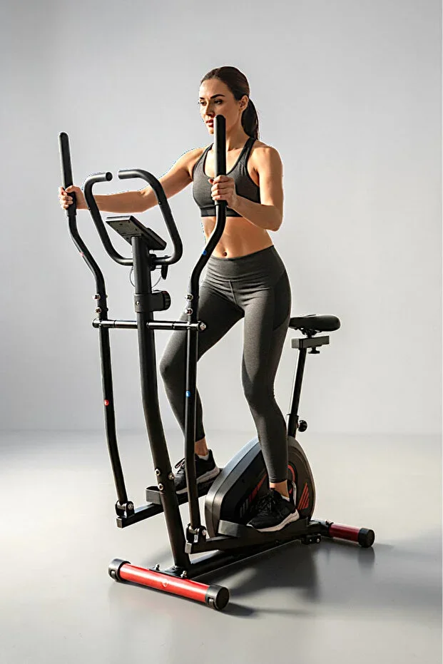 V-FIT By Voit 2-in-1 Heart Rate Monitor Elliptical and Exercise Bike, 120 Kg Capacity
