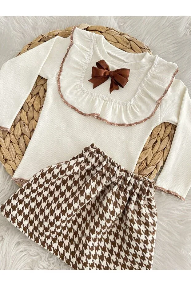GIRLS BOW KAZAYAĞI SKIRT TUNIC SET