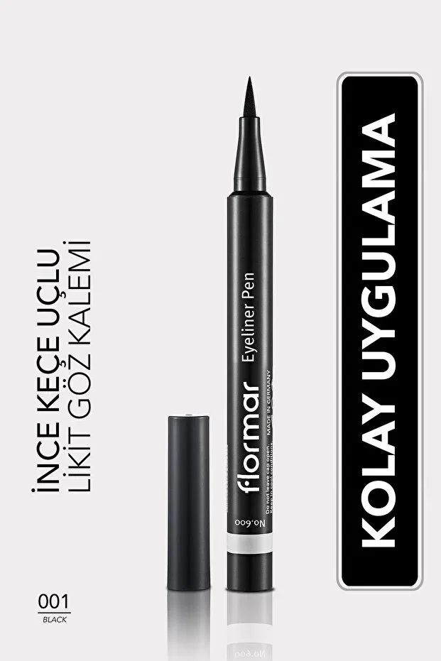 Flormar Semi-Matte Finish Eyeliner (BLACK) - Eyeliner Pen - 001 Black - 8690604109609