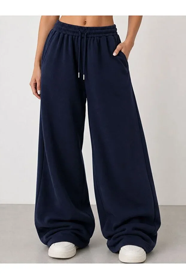 Women's navy blue baggy fit sweatpants