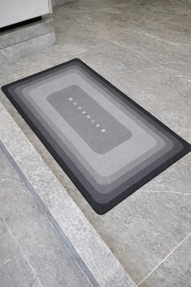Grey Square Magic Water Absorbing Bath Mat Non-Slip Base Ablution Mat 3 Mm 38x58