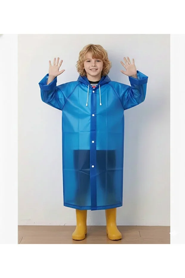 Unisex Children's Blue Water Windproof Raincoat