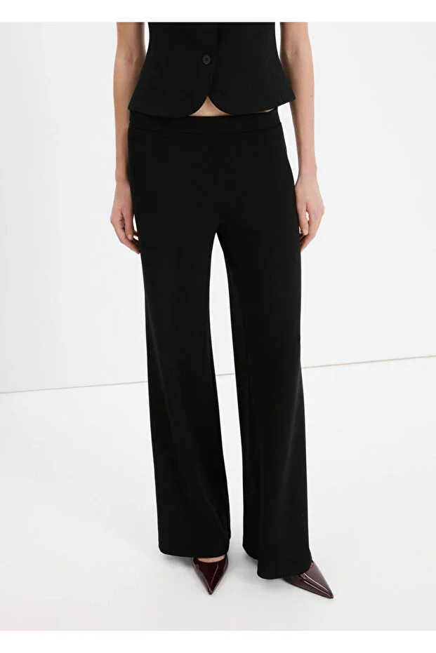 Low-rise straight-leg fabric trousers