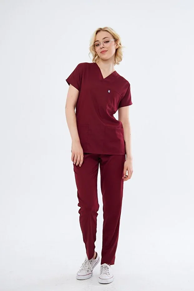 Bordo Medical Nurse Uniform Unisex High Cotton Lycra Doctor Physician Nurse Scrubs