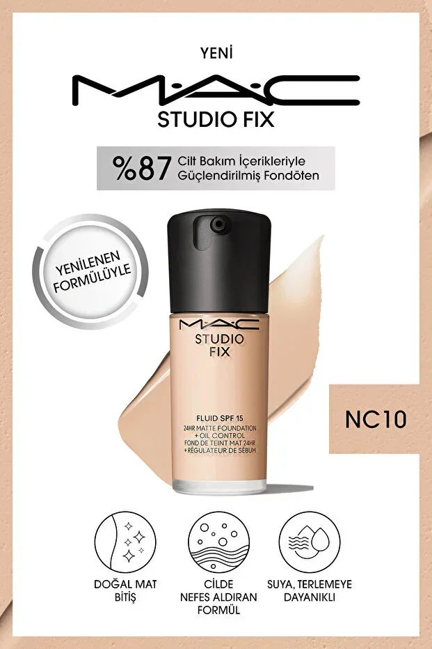 24-Hour Lasting Matte Foundation - Studio Fix Fluid Spf15 - Color: Nc10 - 30ml