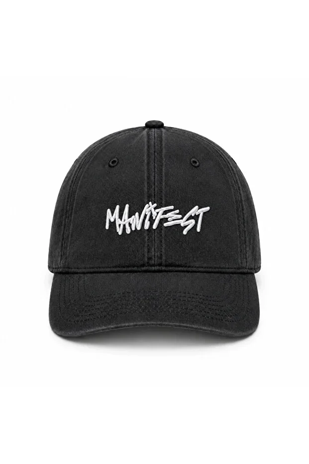 Black Manifest Embroidered Hat – Adjustable Unisex Cap