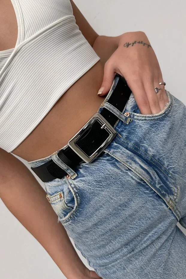 Women's Square Buckle Belt Waist Belt Jacket Belt Dress Belt Pants Belt