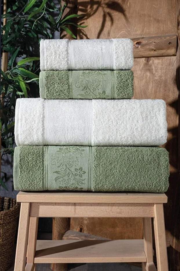 Lara Boxed 4-Piece Bath Towel | Towel Set | Towel | Towel Set | Hamam Set | Dowry Towel