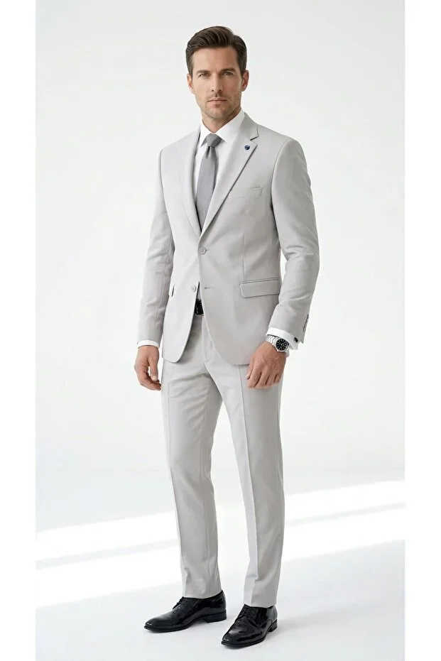 Men's Classic 2-Piece Suit 2 Button Slim Fit Stretchy Fabric Double Vent 7 Drop