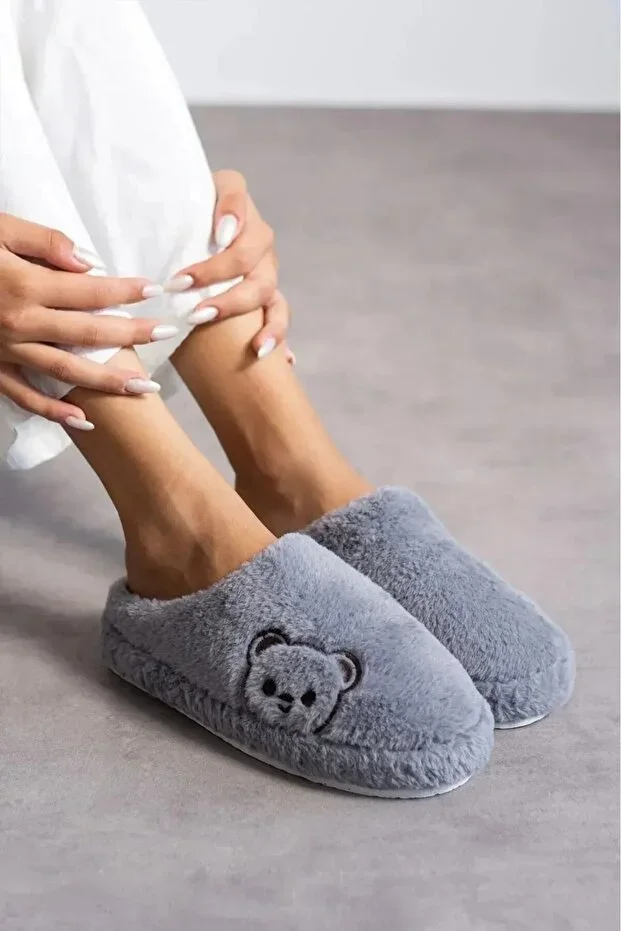New Year's Noel Ayıkcıklı Plush House Slippers