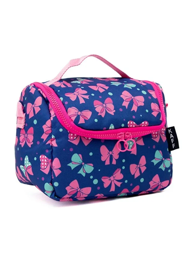 KAFF Ribbon Pattern Navy Washable Heat Insulated Girl Lunch Bag
