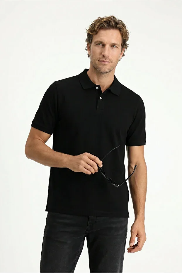 Regular Fit Cotton Printed Polo Neck T-Shirt