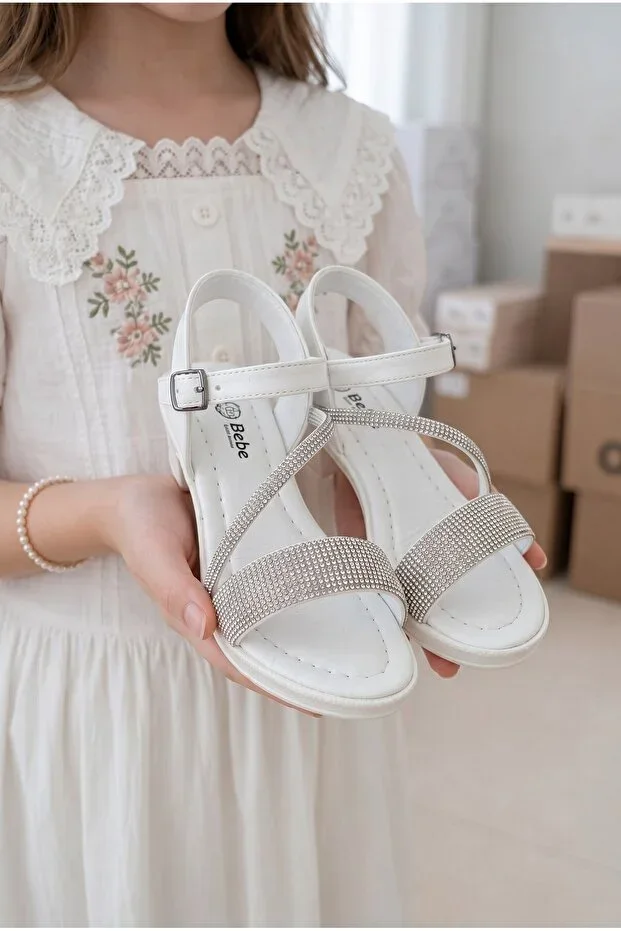 Children's Teen Girl Orthopedic Stylish Comfort Model Anatomical Comfortable Sole Stone Detailed Low Heel Daily