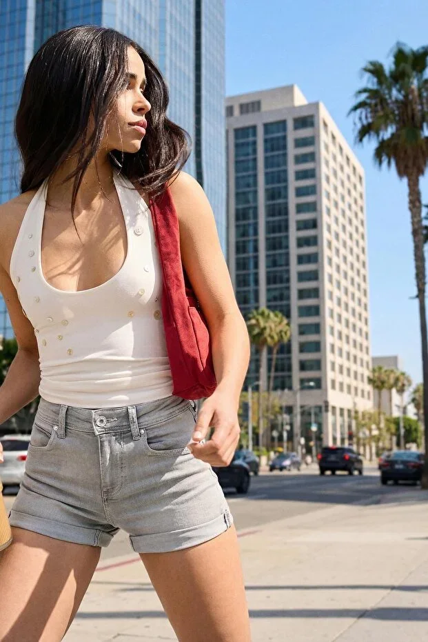 Bershka Denim turn-up shorts