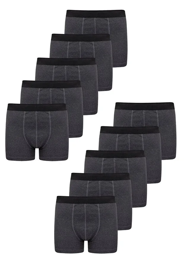Men's 10-Pack Cotton Elastane Anthracite Boxer