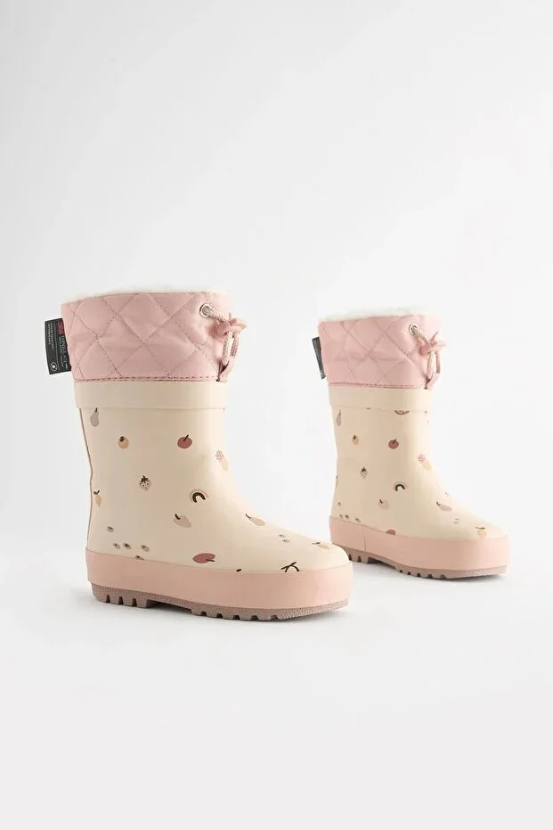 Thermal Thinsulate™ Lined Fruit Pattern Neutral Color Rain Boot