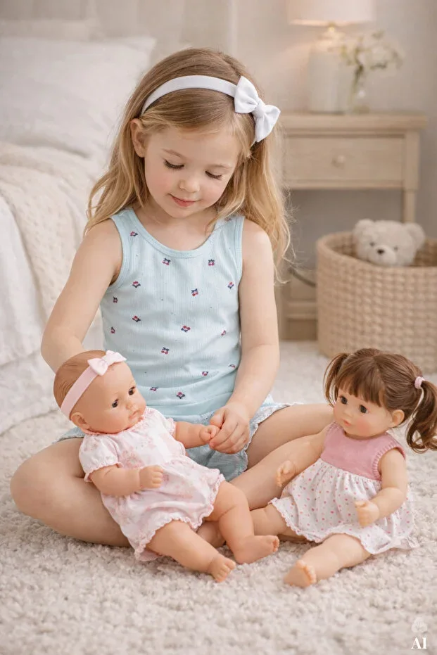 Girls Cotton Floral Print Bow Thick Strap Shorts Pajama Set