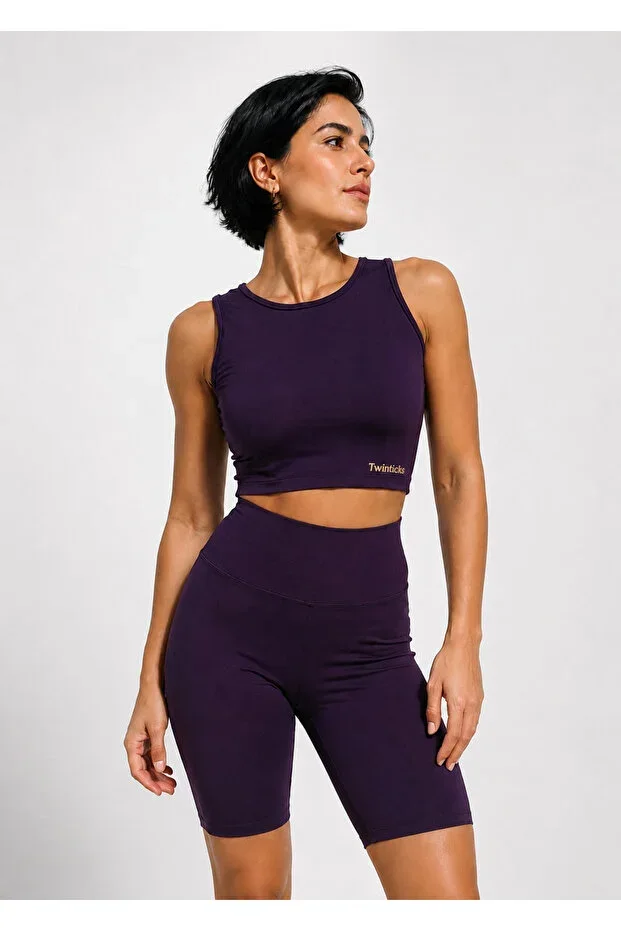 Women's High Waist Biker Tights Set 100% Polyamide Shaping Sportswear Set Yoga Fitness Pilates